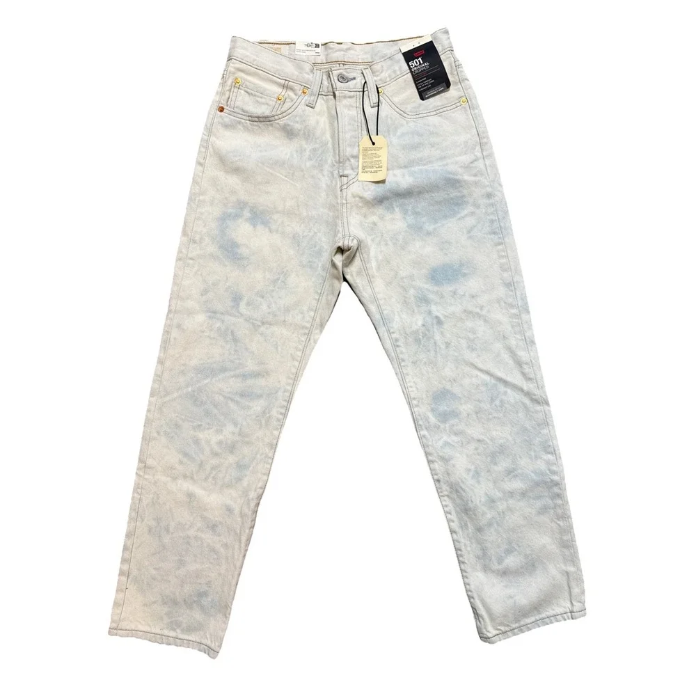 Levis 501‎ Original Cropped Jeans Womens 27x26 Light Acid Wash Premium NWT